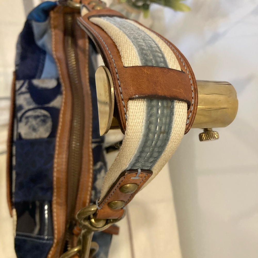 Coach Vintage Hobo Patchwork Blue Leather-Trim Shoulder Bag-No- B06S- 10019 - Picture 9 of 12